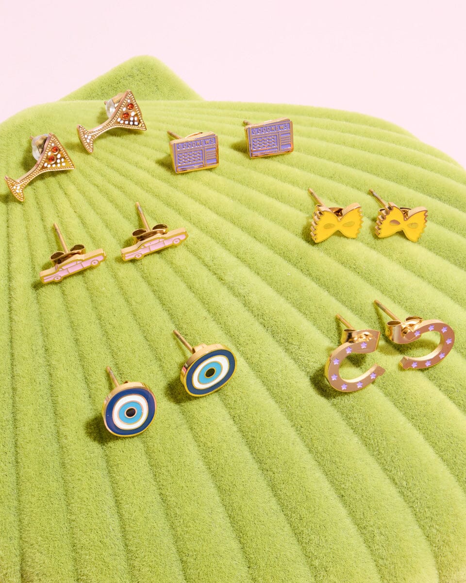 Lucky Horseshoe Enamel Charm Stud Earrings - Image 3
